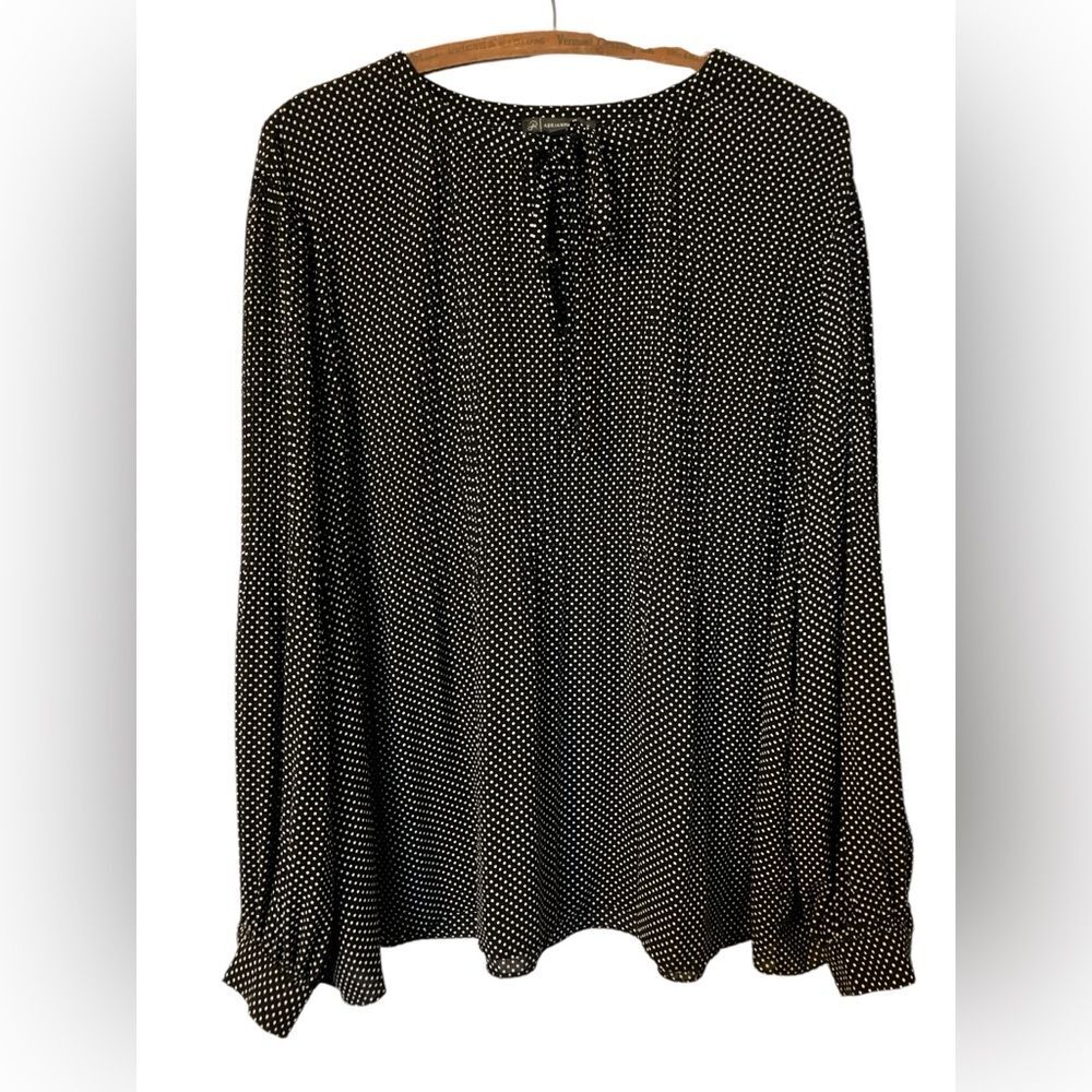 Arianna Papell Top Size XL Polka Dots Black White Office